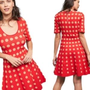 NWT Anthropologie Maeve tonal polka dot knit fit and flare dress size small
